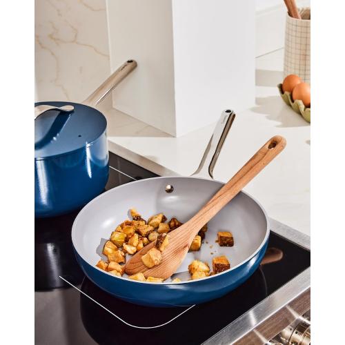 Caraway Nonstick Ceramic Frying Pan (2.7 qt, 10.5) - Non Toxic, PTFE & PFOA Free - Oven Safe & Compatible with All Stovetops (Gas, Electric & Induction) - White
