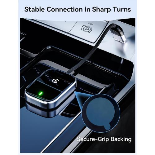 Redlake Wireless CarPlay Adapter for iPhone Mini Size Wireless Apple CarPlay Adapter for USB & USB-C/Type-C Plug and Play (Matte Black with Cable)