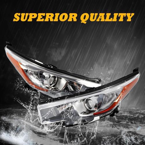 Jecoupoon 811500E250 811100E250 Halogen Headlight w/o Bulbs Compatible with 2014-2016 Highlander LE Plus/LE/Limited/XLE Driver & Passenger Side