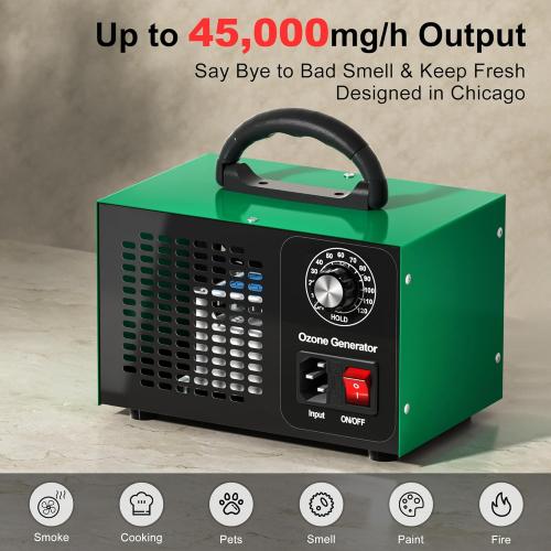Ozone Generator 45,000mg/h, Industrial O3 Deodorizer for Areas of 2500 Square Feet - High Capacity Ozone Machine Air Ionizer Odor Clean