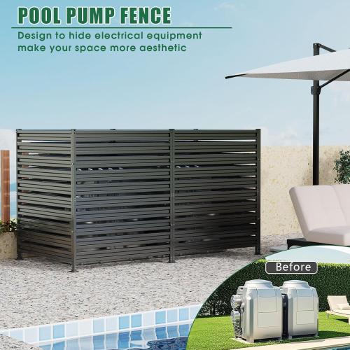 Metal Privacy Fence Panels for Outside, 42 H x 38 W (3 Panels) Air Conditioner Fences, Pool Equipment Enclosure Trash Can Fence, No Dig Privacy Screen Fencing for Outdoor, Black