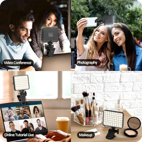 XINBAOHONG Rechargeable Selfie Light, Clip Fill Light for Phone Laptop Tablet Portable Light for Video Conference Live Streaming Zoom Call Makeup Picture (Black)