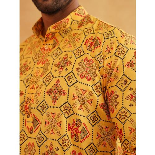 Size 54 Sojanya (Since 1958 Men'S Cotton Linen Blue Foil Printed Only Long Kurta