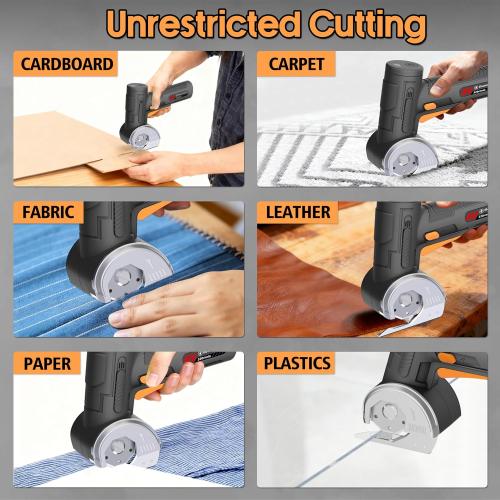 2026 Upgraded Cordless Electric Scissors - 1.84Larger Tungsten Blade & Wider Head, 1/3 Max Thickness & 320RPM High Speed, Dual-Side Safety Lock, Cardboard Cutter for Cardboard, Fabric - Black