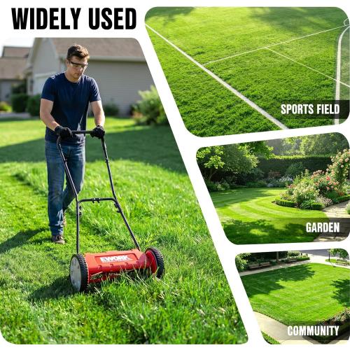 EWORK Push Reel Lawn Mower 23 with 5-Blade Cutting System for Lawn Care | 4 Adjustable Cutting Heights, Sponge-Wrapped Handle, Tool-Less Assembly, Low Noise, Lightweight Reel Mowers for Garden, Yard