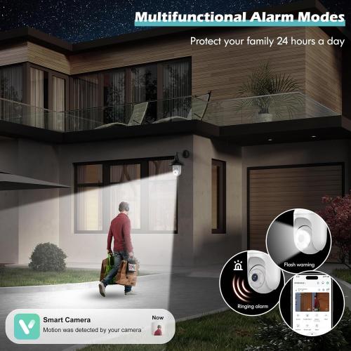 Light Bulb Security Cameras Wireless Outdoor Indoor, 2.4GHz WiFi Lightbulb Cameras for Home, 360°PTZ, 2K Color Night Vision, Motion Detection, 2-Way Audio, Spotlight Audible Alarm