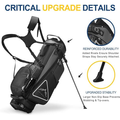UNIHIMAL 14-Way Golf Stand Bag, Full Length Premium PU Leather Golf Bag with Plush Top, Magnetic Pocket, Dual Strap and Rain Cover for Men