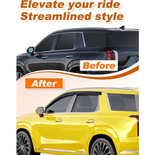 Extra-Thick Window Rain Guards Fit for Hyundai Palisade 2020-2025 SE SEL XRT Rain Guards Tape-on Side Window Deflectors Visors Vent Visors Vent Shades Car Accessories