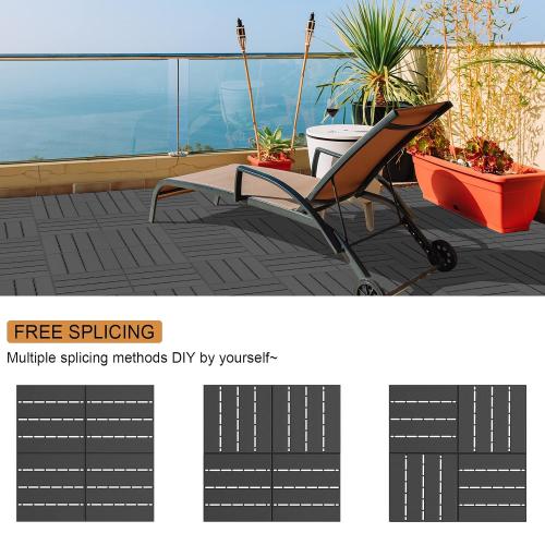 Goovilla Plastic Interlocking Deck Tiles, 36 Pack, 12x12 Each, Dark Grey | Waterproof Outdoor Flooring All Weather Use, Patio Floor Decking Tiles for Porch Poolside Balcony Backyard Concrete