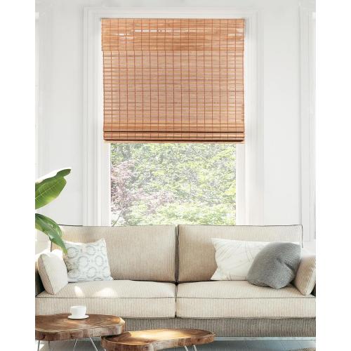 CHICOLOGY Bamboo Roman Shade, Cordless Light Filtering Woven Wood Window Treatment for Living Room, Dining Room, Kitchen & Office, Natural Bamboo Blinds for Boho Coastal Decor, Squirrel, 31W x 48H