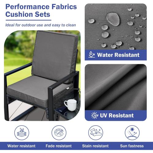 Outdoor Seat Cushion Set 22 x 22 x 3 Inch, Outdoor Cushions for Patio Furniture, Waterproof & Fade Resistant Outdoor Chair Cushions, Deep Seat Cushions with Removable Cover, Dark Grey