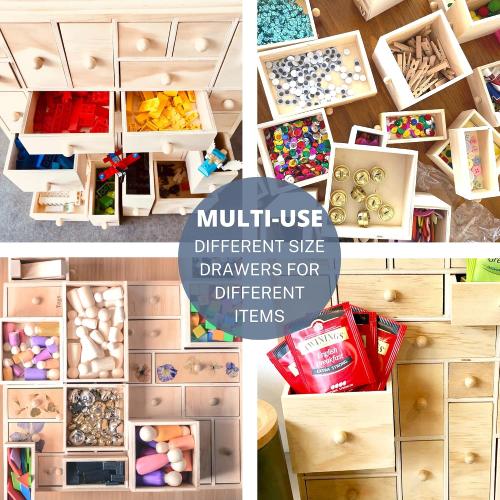 DIY Wooden Advent Calendar Apothecary Cabinet Craft Storage organiser with Drawers for Decorating or Natural Wood. Handles Detached. Comes in Gift Box