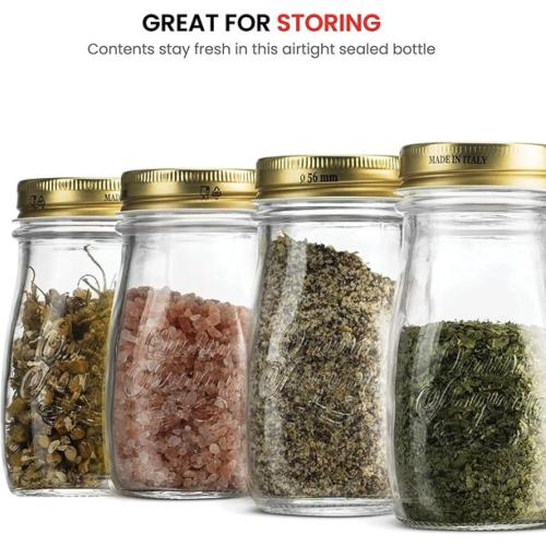 Bormioli Rocco Quattro Stagioni Bottles Clear Glass with Twist Lids for Food Preserving, Beverage Serving, Homemade Gifts, Sauces & Infused Drinks - Airtight, Made in Italy
