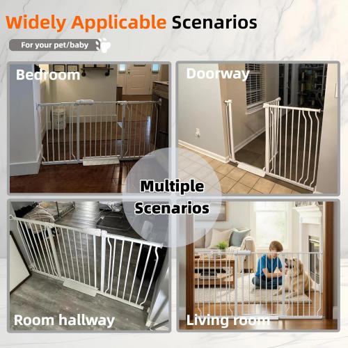 TSAYAWA Baby Gate Extra Wide Fits 71.65-85.82 inch Wide Opening - Dog Pet Gates for Doorways Stairs No Drilling Pressure Mounted - Large Child Safety Gate Indoor Outdoor White