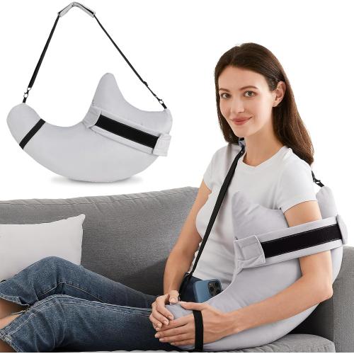 HARBOREST Shoulder Surgery Pillow with Straps & Pocket - Shoulder Pillow for Shoulder Pain, Rotator Cuff Pillow for Sitting, Relief Pillow (Light Grey)