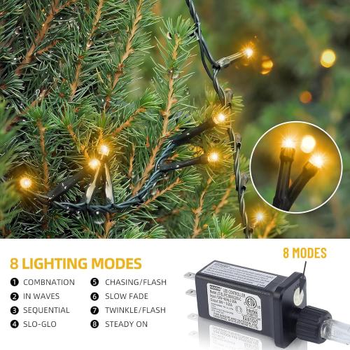 100FT 300 LED Christmas String Lights Outdoor Tree Lights Green Wire Twinkle Lights for Bedroom with 8 Modes Memory Function & Timer Plug in Xmas Decorations Holiday Indoor Decor Warm White