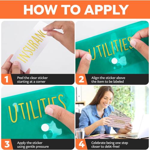 SAVEYON Gold Budget Binder Stickers - 70 Pcs Waterproof Financial Management Labels for Cash Envelopes, Planners