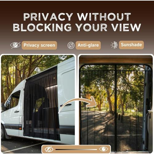 Living in a Bubble Van Bug Screen for Mercedes-Benz Sprinter Mid/High Roof and Other Campervans, Universal Size Sliding Door Flyscreen Mosquito Net, Center Magnetic Closure (Large)