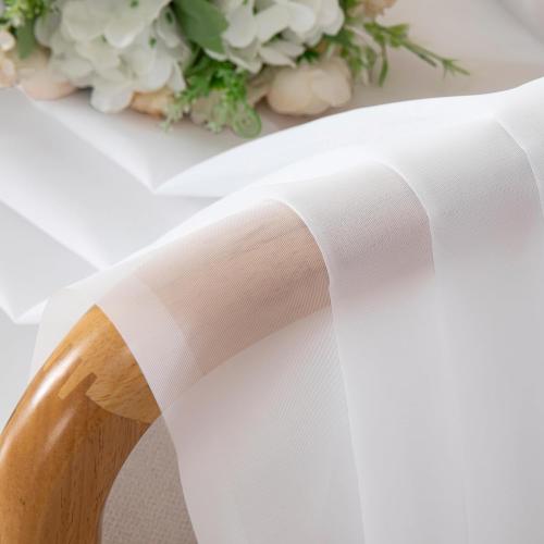 Simplebrand White Sheer Curtains, 84 Length, 2 Panels Set - Light Filtering, Rod Pocket Window Curtains for Bedroom (White, 42 W x 84 L)