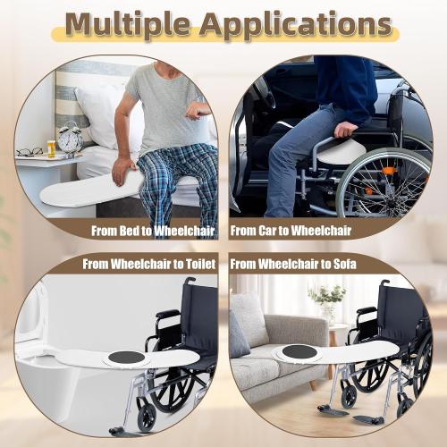 Slide Transfer Board with 360° Rotating Turntable,Sliding Board from Wheelchair to Bed/Car,360°Disc Make Transfers Easier,Heavy-Duty Sliding Board for Patient Senior, Reach More, Move Easier