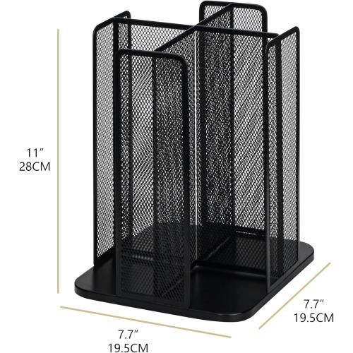Annova Paper/Plastic Cup and Lid Holder Plastic Storage Organizer, 360°Rotating Coffee Mup Dispenser with 4 Compartments, Multifunctional Storage Rack for Home, Office, Bar, Coffee Shop (Black)