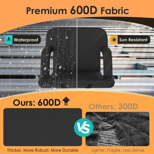 HOPERAN Heated Stadium Seats for Bleachers with Back Support and Wide Cushion, Extra Portable Bleacher Seat Foldable Stadium Chair, USB 3 Levels of Heat, 5 Pockets for Outdoor Camping Games Sports