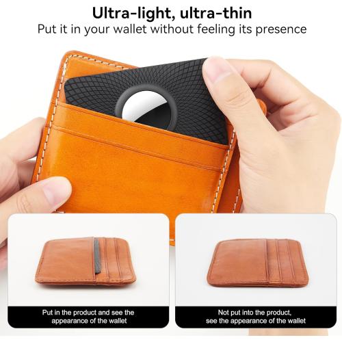 Compatible with Apple AirTag (1st & 2nd Generation), Ultra Thin AirTag Wallet Holder 2 Pack, Slim AirTag Card Holder Case for Purse, Handbag, Backpack, or Clutch