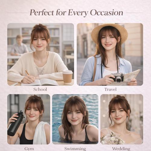 Clip in Bangs Real Human Hair French Bangs with Temples