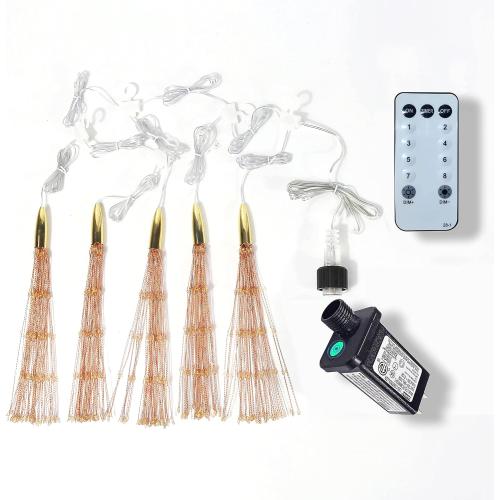 5 Pack 1000LED Plug in Starburst Sphere Lights,Firework Light 8 Modes Dimmable Remote Control Waterproof Hanging Copper Wire Fairy Light for Patio Party Tent Christmas (Warm White)