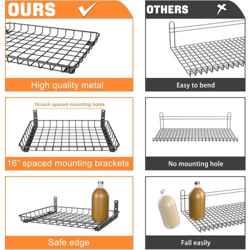 TORACK 2-Pack 12x18 inch Wall-Mounted Shelves, Garage Wall Shelf for Closet & Laundry Room, Heavy-Duty Floating Shelves Hold Up to 60 lbs(Black)