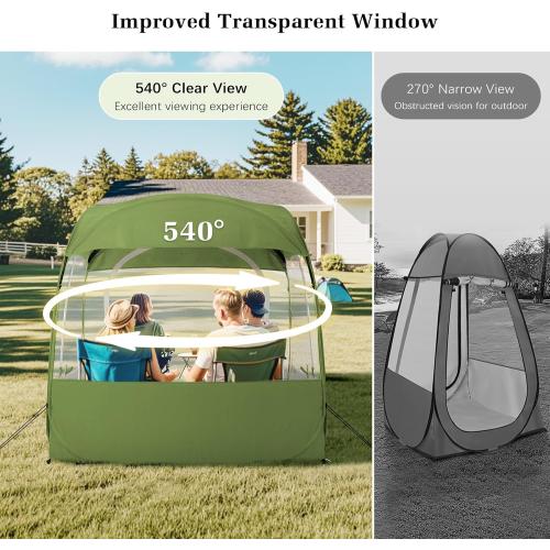 Raynesys Sports Tent, Portable & Foldable Pop Up Tents Shelter for 1-4 Person, Instant Weather Proof Clear View Bubble Tent with Carry Bag for Watching Sports Events, Camping, Fishing, Green
