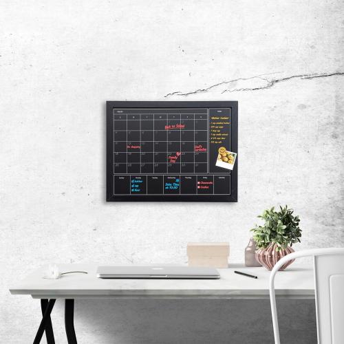 3-in-1 Magnetic Chalkboard Calendar for Wall – 13x17 Monthly, Weekly & Memo Planner with Black Wood Frame, Hanging Blackboard for Home, Office, Kitchen Decor(DH-3in1-3343)