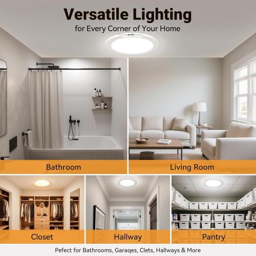Wireless Closet Lights Motion Sensor - No Wiring Rechargeable Ceiling Light Night Light Indoor, Battery Operated Led Lights for Bedroom with Remote, Living Room Bathroom Home & Kitchen Decor Lighting