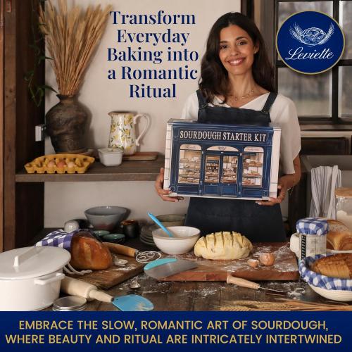 Sourdough Starter Kit for Beginners with Beginner Guide & 100 Recipes - Sourdough Bread Baking Supplies and Tools, Homemade Bread Gift Set and Sour Dough Accessories for Bakers