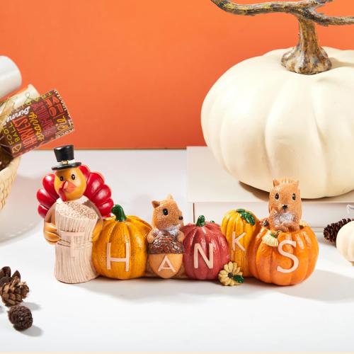 JOYIN Thanksgiving Pumpkin Turkey Tabletop Centerpiece Decor, Resin Turkey Figurines, Thanksgiving Decoration, Fall Harvest Tabletop, Indoor Kitchen, Party Supplies, Autumn Decor