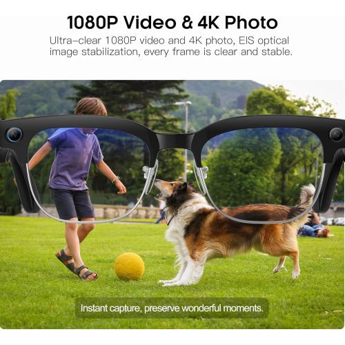 AI Smart Glasses with Camera,  Photo/Video, Anti-Shake Recording, Music & Bluetooth Calling, Real-Time Translation