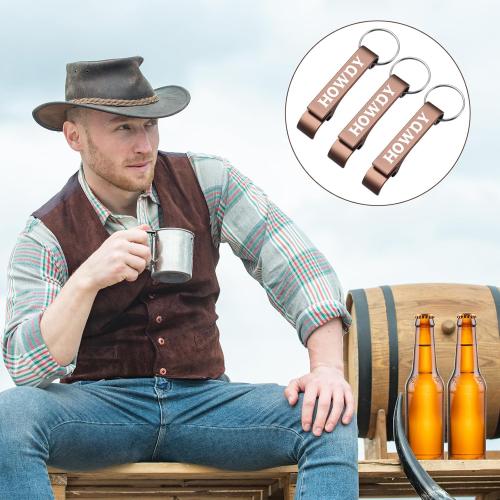 Junkin 30 Pcs Western Cowboy Party Favors Howdy Metal Bottle Opener Keychain Bulk Western Cowgirl Theme Favors for Wild West Derby Last Rodeo Bar Birthday Wedding Bridal Shower Gift Souvenirs (Brown)
