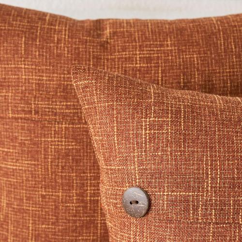 MIULEE Set of 2 Linen Throw Pillow Covers Cushion Case Fall Triple Button Vintage Farmhouse Pillowcase for Couch Sofa Bed Living Room 20 x 20 Inch Rust