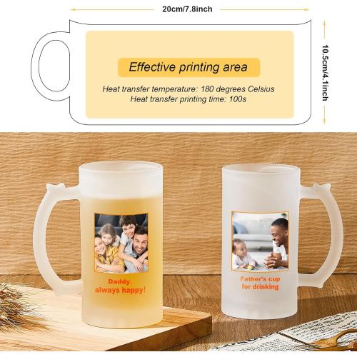 Mifoci 12 Pcs Sublimation Blank Beer Mugs Personalized Tazas Para Present 16 oz Frosted Beer Glass Cups Can Add Photo Text or Images on Gift for Husband Dad Men Valentine's Day Wedding Oktoberfest