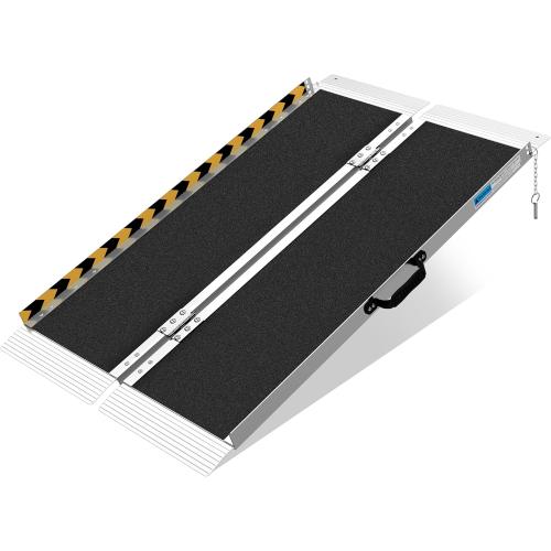 Portable Wheelchair Ramp 4FT, Non-Slip Aluminum Folding Handicap Ramp for Home Steps, 600LBS Capacity Threshold Ramp for Doorways, Stairs, Scooters