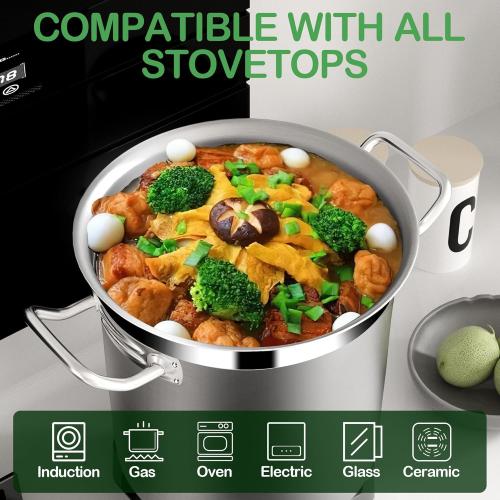 Size 24 quart Large Stainless Steel Stock Pot with Lid – 24 Quart (6 Gallon) Heavy-Duty Cooking Pot for Soup, Stew, Pasta – Commercial & Home Use, Easy to Clean