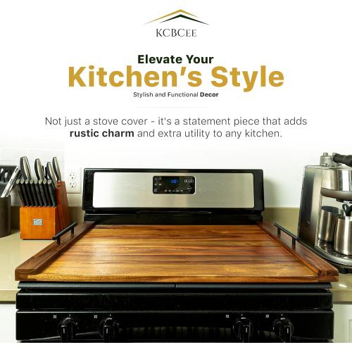 Noodle Board Stove Cover - Acacia Wood Stove Top Cover – Large Wood Cutting Board - Stove Top Covers for Electric Stove - Countertop Saver - Charcuterie Tray - Serving Board - Rustic Kitchen Decor
