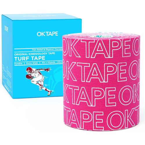 OK TAPE Turf Tape Football, Extra Wide Kinesiology Tape, Protects Arm from Turf Burn, Waterproof, Flexible, Super Sticky, Pink Athletic Tape (4 Inch x 30 Feet)