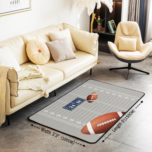 Football Area Rug 3x5 Kids Rugby Decorative Carpet for Boys Girls Teens Football Rugs for Living Room Bedroom Non-Slip Sports Theme Indoor Floor Mat Room Decor Accent Rug
