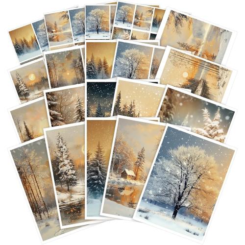 20 Pcs Decoupage Paper 8.3x11.2 Christmas Decoupage Paper Pack Papers Retro for Craft and Scrapbooking(Winter)