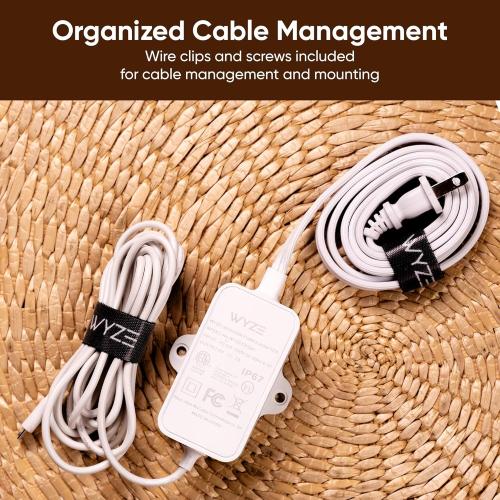 Size 12 feet Shaped Micro-USB Adapter Included)Wyze Outdoor Power Adapter, Works with Wyze Cam v3/v3 Pro/v4, Cam OG, Pan v3 and Battery Cam Pro(L-Shaped Micro-USB Adapter Included)