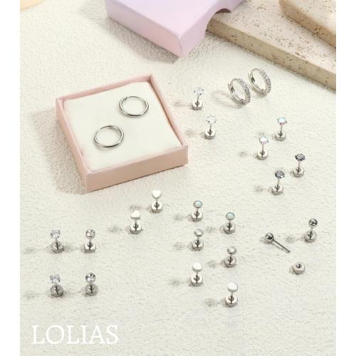 LOLIAS Hypoallergenic Flat Back Earrings for Women-Surgical Steel Earrings for Sensitive Ears 20G Stainless Steel Earring Stacks Small Flatback Stud Hoop Cartilage Earring