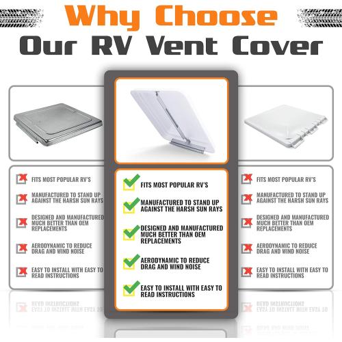 Camp'N 14 Inch Universal RV Roof Vent for Trailer, Camper, Motorhome - RV Vent Covers for Roof - OEM Lid Replacement (14 x 14 White 1-Pack)