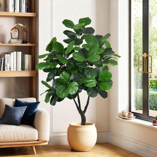 Artificial Fiddle Leaf Fig Tree 7FT Tall Large Faux Trees with Realistic Leaves, Fake Tropical Floor Potted Artificial Plants for Home Office Living Room Indoor Outdoor Decor (84in,1Pack)