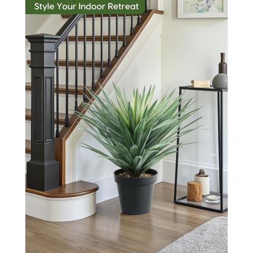 Velener Artificial Agave Plant in Black Pot with Real Stone Pebbles, Large Fake Agave Plant for Indoor and Outdoor-27 inches Tall, 126 Leaves